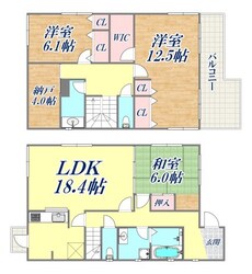 高徳町1丁目戸建の物件間取画像